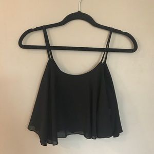 Zenana Black Flowy Crop Top